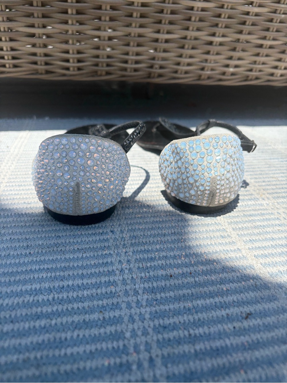 Beaded White Crystal Flat Sandals for Women